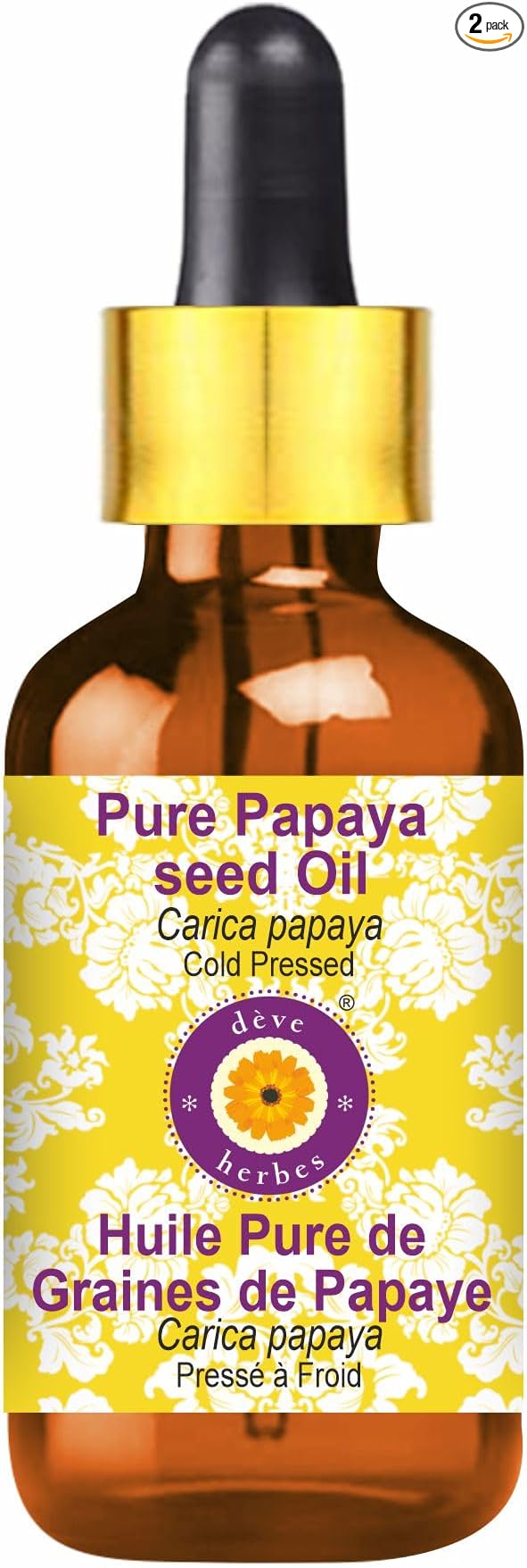 dève herbes Pure Papaya Seed Oil (Carica Papaya) with Glass Dropper Cold Pressed 15ml (0.50 oz)