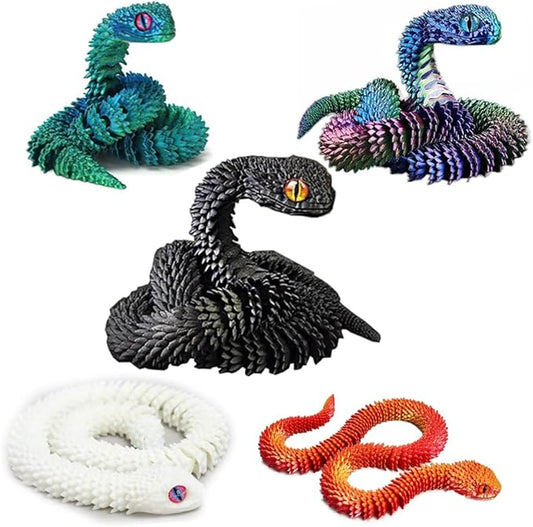 5PCS 3D Printed Snake, 12in 3D Printed Animals, Flexible Articulated Snake, Articulated Snake,Home Decor Stuff,Party Favors