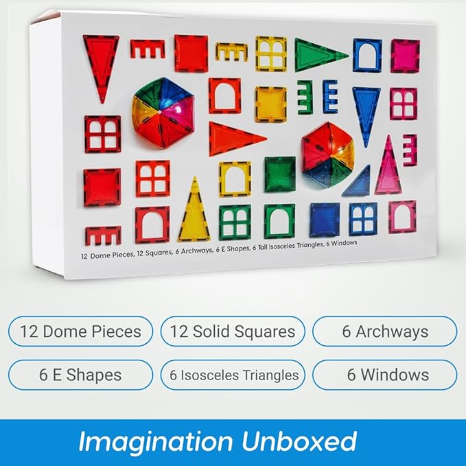 Magnetic Building Tiles, 48 Piece Architectural Dome Set for Boys Girls Kids, Educational Creative Learning Activity Building Block Toddler Toys, Children Ages 3 Years +