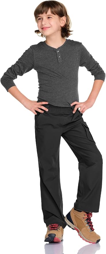 CQR Kids Boy’s Hiking Cargo Pants, Water Resistant UPF 50+ Quick Dry Youth Casual Outdoor Climbing Camping Trousers