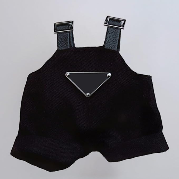 Clothes for Labubu(NO Doll) , Hat & Overalls Set for Labubu Clothes 15cm/17cm Dolls Accessories Suit, Doll Outfit Stylish Clothes(Style Black)