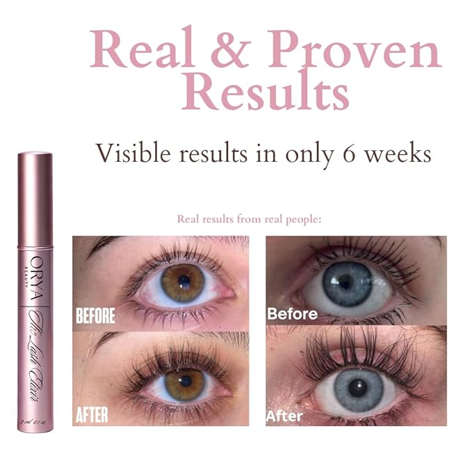 ORYA Beauty Eyelash Growth Serum - Prostaglandin-Free, Visible Results in 2-4 Weeks, 100% Natural Vegan Formula for Sensitive Eyes, 3ml