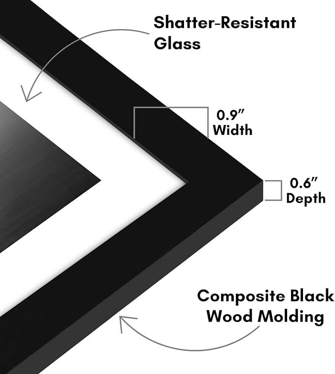 Americanflat 10x10 Picture Frame with Shatter-Resistant Glass - Use as 8x8 Frame with Mat or Display 10x10 Photo Without Mat - Signature Collection - Square Frames for Wall Display - Black | Shatter-resistant glass, sawtooth hangers included, secure tu...