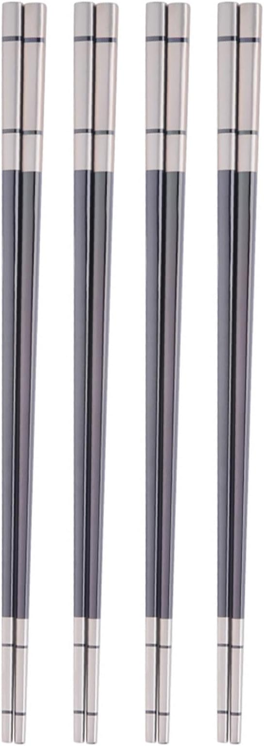 Reusable Stainless Steel Chopsticks,Dishwasher Safe , Easy to Use(4 PCS,black)