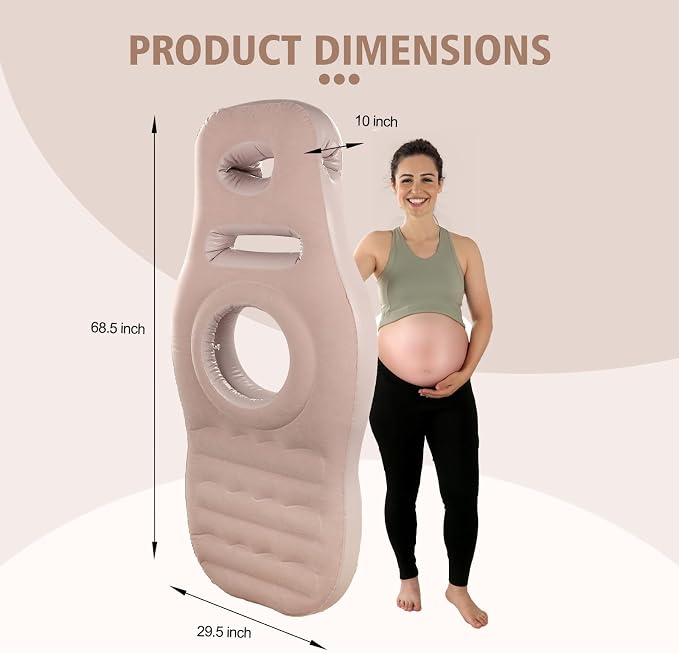 Inflatable Pregnancy Pillow with Hole - Pregnancy Blow Up Mattress, Maternity Pillow Inflatable for Prone Sleeping Includes Electric Pump, Relieves Back/Hip Pain, Gray