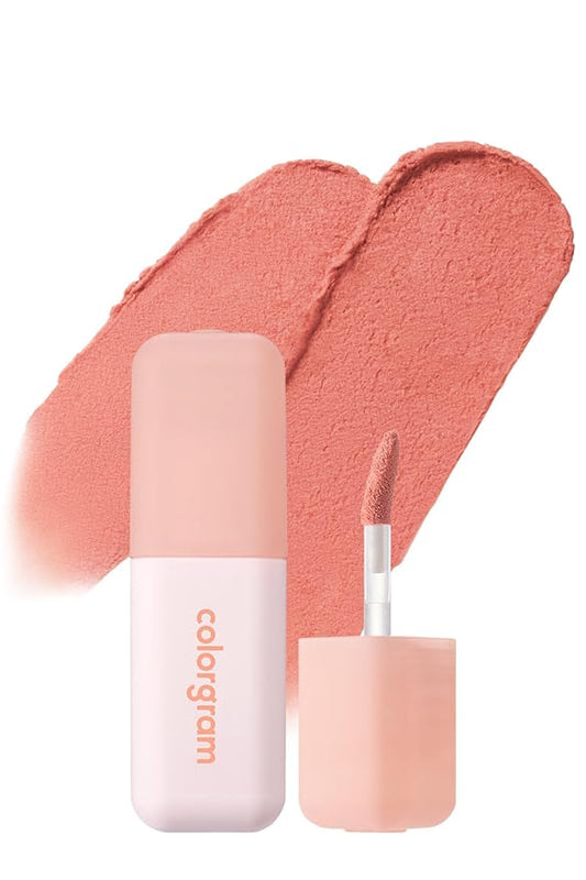 COLORGRAM NUDE BLUR TINT 15 LIGHT APRICOT | K-Beauty Makeup, Soft-Focus Matte Lip Stain, 2-in-1 Lip & Cheek | Lightweight Blurring Tint for a Smooth & Airbrushed Finish, Non-Sticky Formula