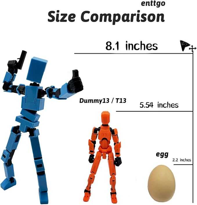 (Assembly Completed) 3D Printed Enlarge Body Size 8.13-inch Action Figure Lucky20, Full Body Mechanical Movable Toy, Multiple Accessories, Desk Decoration (Blue)