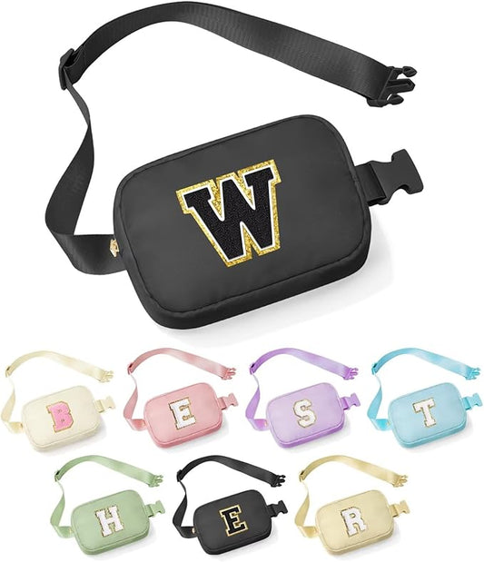YOOLIFE Initial Sling Bag for Women - Bum Bag Chest Bag for Women Belt Bag Small Crossbody Bags Fanny Packs for Women Personalized Birthday Gifts Christmas Gifts for Women W