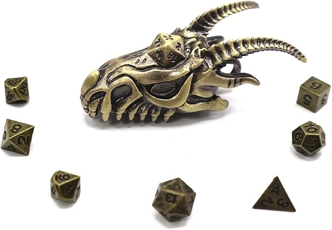 2025 Dragon Necklace for DND Dice Set, 7-in-1 Dragon Metallic D&D Dice with Gift Case for Dungeons and Dragon Game, RPG Role Playing Table Game Gifts (Gold)