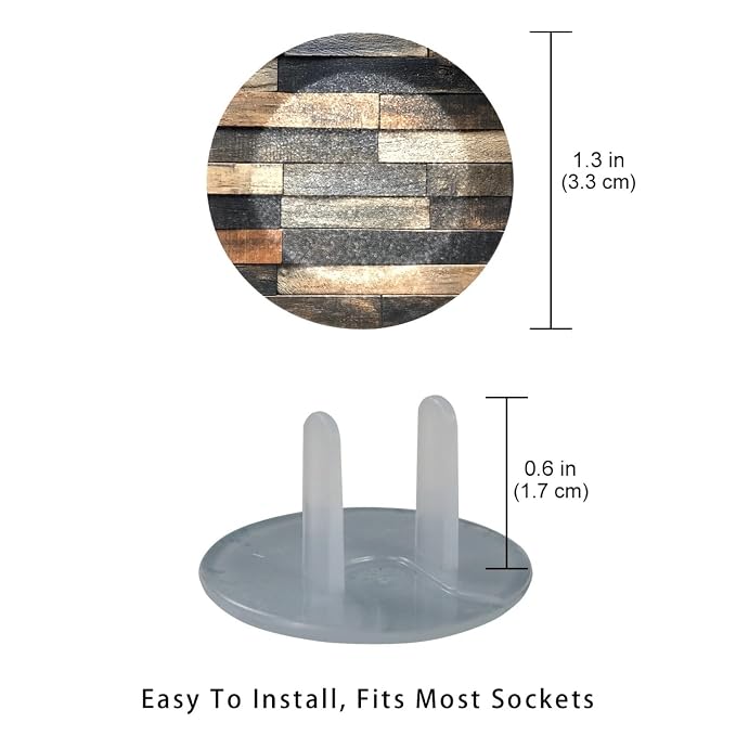 Dark Grey Wooden (1) Outlet Covers Baby Proofing Safe & Secure Electric Plug Protectors | Socket Covers for Home & Office