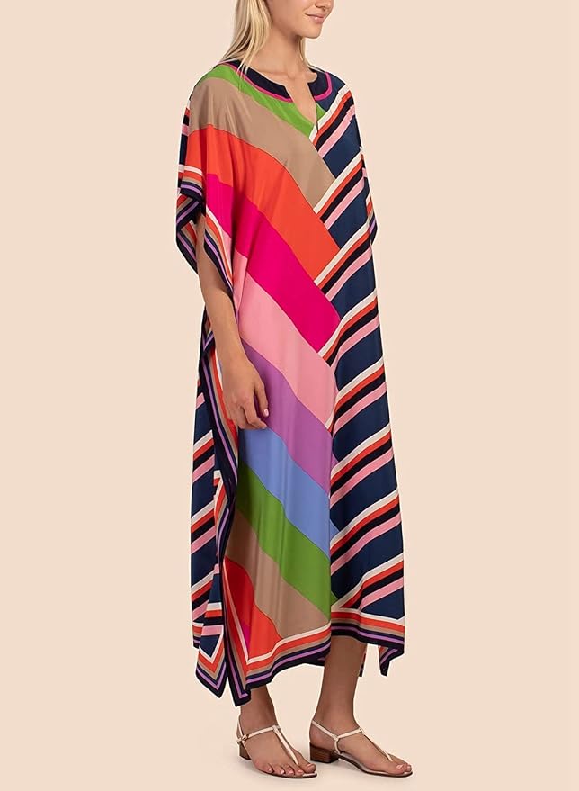 Venasha Womens Caftan Floral Print Kaftan Dress Short Sleeve Swimsuit Cover up Loungewear for Summer