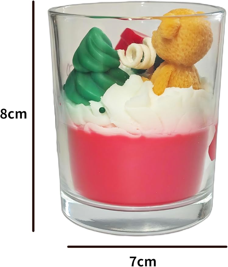 Pandachilla Aroma Candle Soy Wax Handmade Cute Dessert Series Cream Flavor Soft Smell 7.58ounces Burn time 40h (Little Bear Cup)