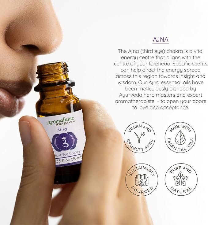 Third Eye Chakra, Crown Chakra, Heart Chakra Essential Oil Diffuser Blends by Aromafume | 3 x 10ml/0.33 fl oz| Aromatherapy Oils for Chakra Balance | Chakra Incense for Meditation, Yoga, Reiki