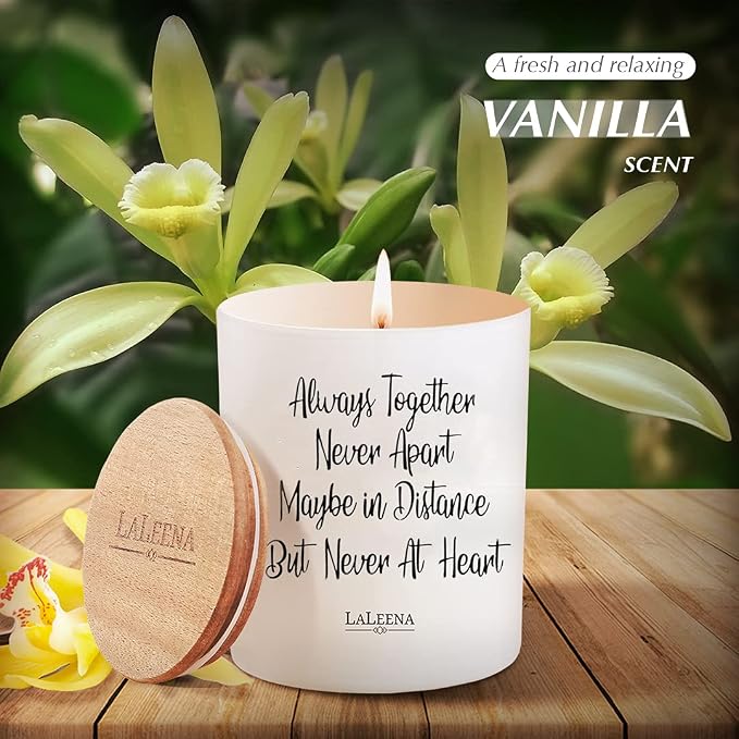 Scented Soy Memorial Candle – Glass Jar Candle Gift with 100% Organic Soy Wax & Fragrance Oil – Missing Someone Gift Decor for Women, Men, Couples, Meditation, Yoga by LaLeena, 14 Oz, Vanilla