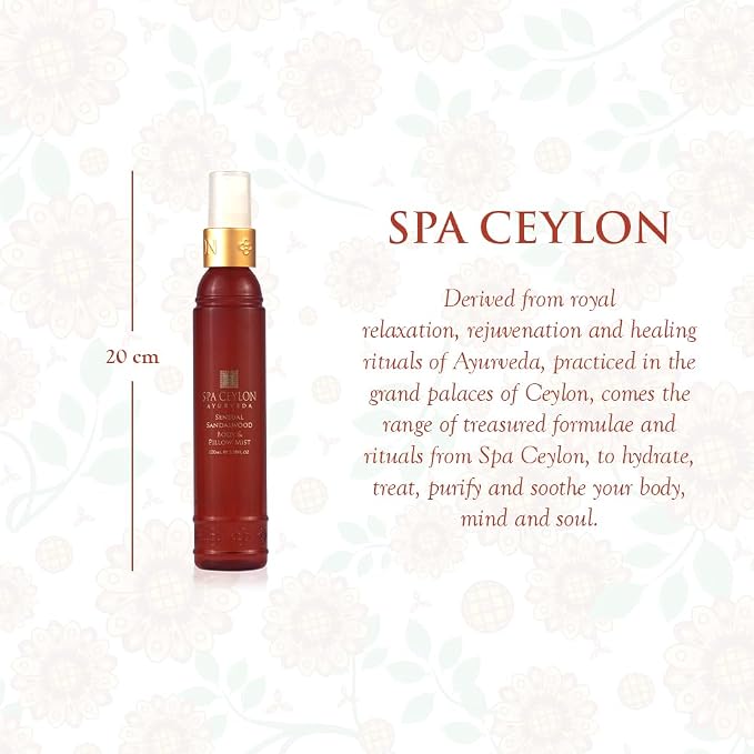 SPA CEYLON Sensual Sandalwood Body and Pillow Mist | Soothing Skin Care Spray with Organic Sandalwood, Vetiver & Witch Hazel | Vegan & Cruelty-Free for Bedtime Ritual
