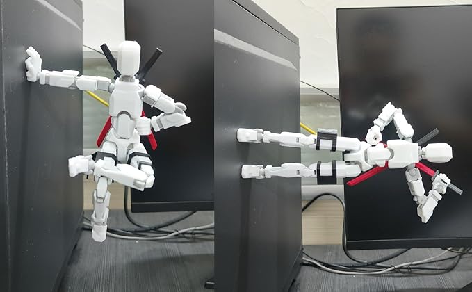 (Assembly Completed Dummy 20 Action Figure, 8.1 inches， Strong Magnetic Accessories， 8 Types of Weapons 3D Printed Robot Multi-Jointed Movable, Spider Ninja Series (Black)