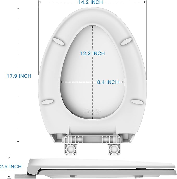 Toilet Seat Cover Elongated – Durable PP Toilet Seat with Slow Close Hinges, Easy Clean White Replacement for American Standard Toilets