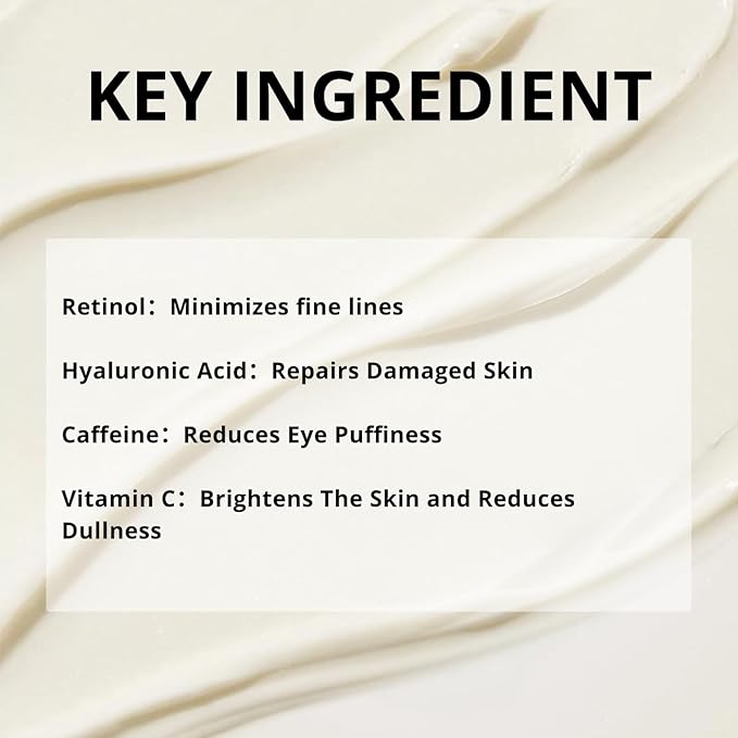 SEACLL Retinol Eye Cream, Vitamin C & Caffeine, Cooling Metal Tip for Puffiness, Reduces Fine Lines & Dark Circles Eye Serum, Fragrance-Free Paraben-Free Dye-Free, 15ml Portable