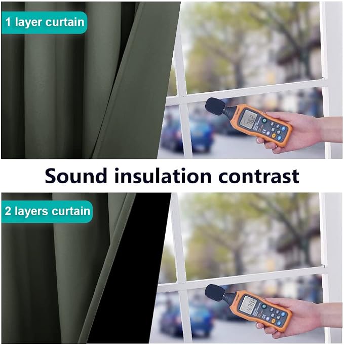 NICETOWN 100% Blackout Curtains 70" Long, Pair of Energy Smart & Noise Blocking Out Drapes for Baby Room Window, Thermal Insulated Guest Room Lined Window Dressing(Dark Mallard, 37" Wide)