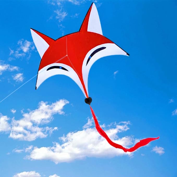 HENGDA KITE for Kids Red Fox Kite Outdoor Fun Sports Single Line Kite with Flying Tools