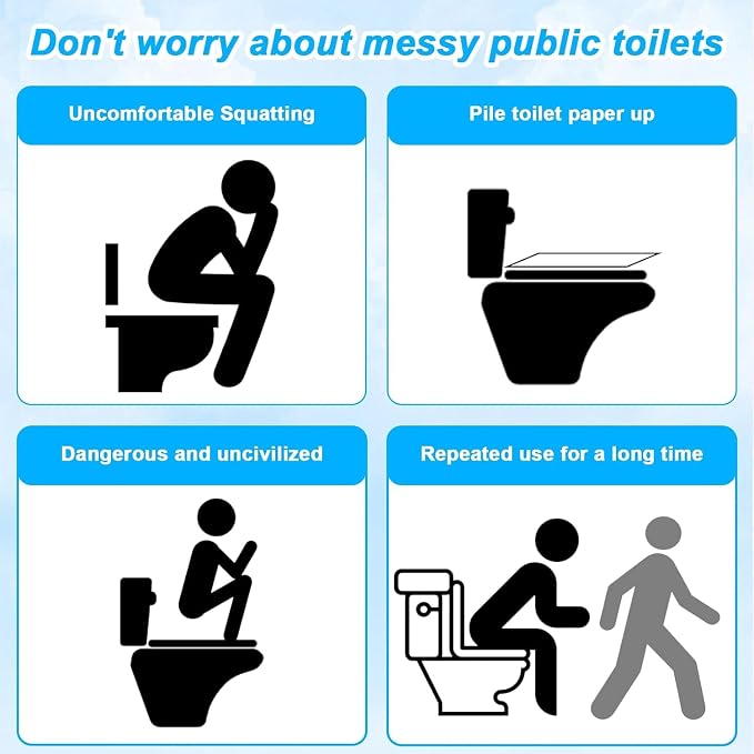 Commode Disposable Toilet Seat Covers Waterproof – 50 Pack, Individually Wrapped, Non-Woven Travel Toilet Seat Cover for Public Restrooms, Hospitals & Trips