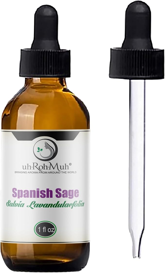 USDA Certified Organic Spanish Sage Essential Oil || Pure || Spain - 1oz w/Dropper
