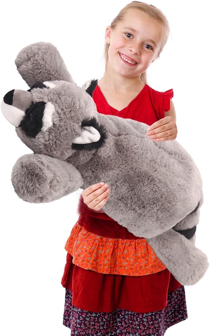 ARELUX Soft 22in Raccoon Stuffed Animals: Raccoon Plush Cute Cuddly Body Pillow Hug Sleeping Fluffy Wild Animal Toys Bed Decor Plushie Doll Friends Family Member