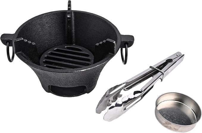 Cast Iron Charcoal Stove, Thick Base for Even Heat, Portable Korean BBQ Grill for Camping and Outdoor Picnics(16cm)