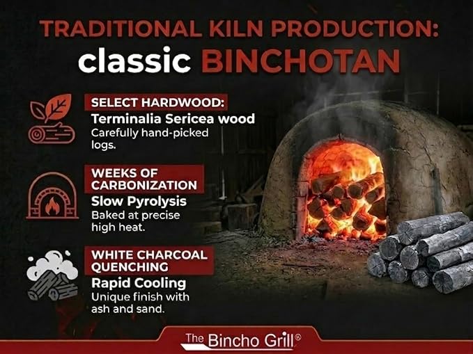 The Bincho Grill Binchotan Charcoal for Japanese BBQ. Natural Hardwood High-Grade Yakitori and All Types of Grills. (9.9 lbs / 4.5 kg) Black