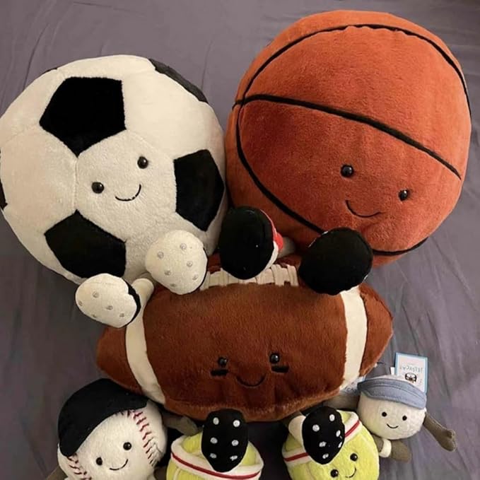 YUDONG 12 Inch Soft Plush Sports Football Pillow- Adorable Football Plush Toy, Fun Spherical Stuffed Animal, Cute Football Pillow Throw Pillow & Kids Gift (Baseball)