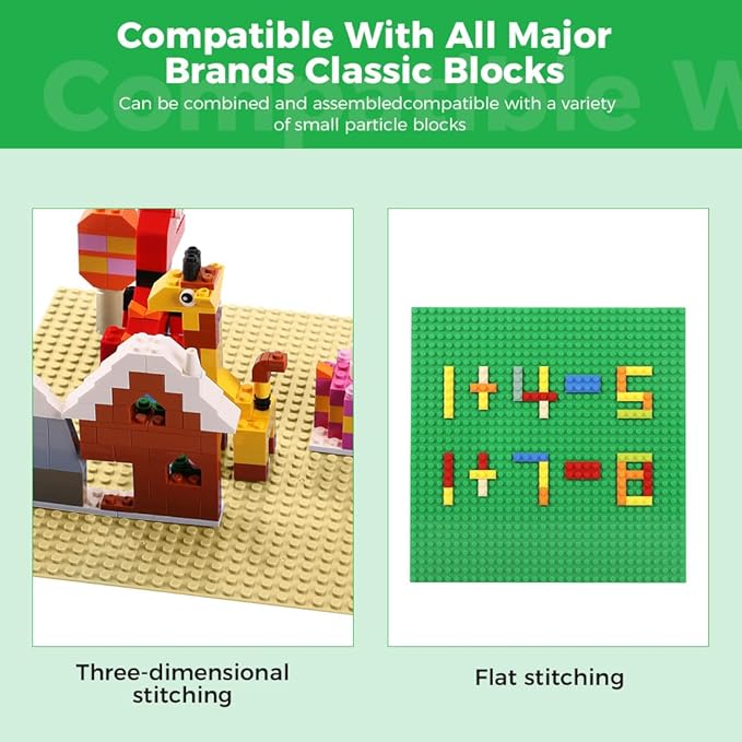 Classic Baseplates Building Plates-8 Pack 10" x 10" Building Boards,100% Compatible with All Major Brands and Activity Table, Creative Building Platforms Mats for Toy Bricks,Multicolored