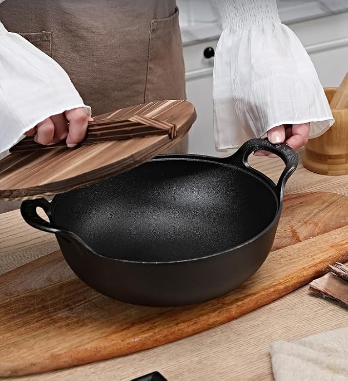 10 inch Cast Iron Wok with Handles, Grilling Wok, Use in the Oven, on the Stove, or on the Grill (10 inch)