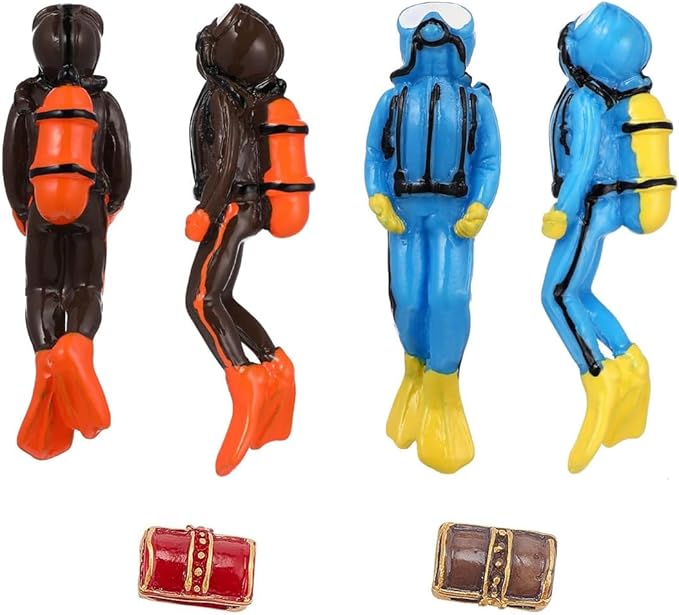 4Pcs Scuba Diver Figurines Action Figure Diorama Model Swimmers Figurines for Miniature Sand Table Ocean Party Sea Cake Aquarium Decor