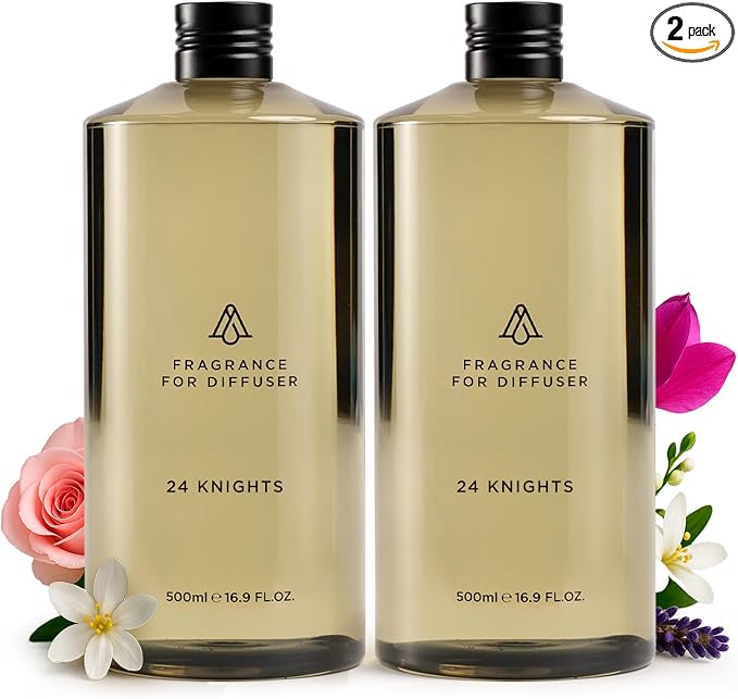 AromaPlan Hotel Scents 24 Knights 16 Fl Oz 2 Pack (946ml), Home Luxury Aroma & Hotel Fragrance Diffuser Oil- Hotel Diffuser Oil for Aromatherapy- USA Made, Bigger Bottle, Bolder Aroma & Longer Lasting