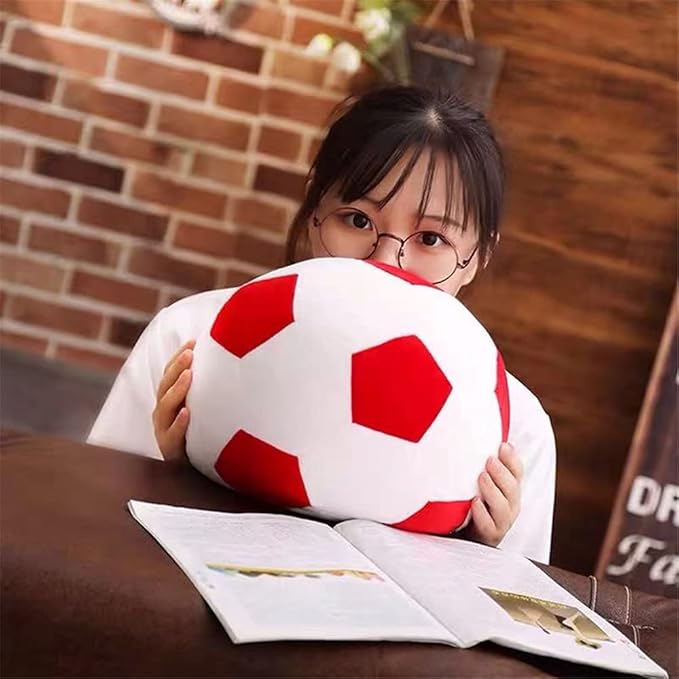 Plush Soccer Balls - Fluffy Stuffed Toy Soccer Ball Plush Pillow Soft Durable Stuff Soccerball Gift for Kids Boy Baby (Red - White,7.8inch/20cm)
