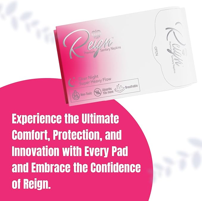 Reign Over Night Super Heavy Flow with Wings Sanitary Napkin for Women, Super Absorbent Pads (7 Count, 1 Pack)