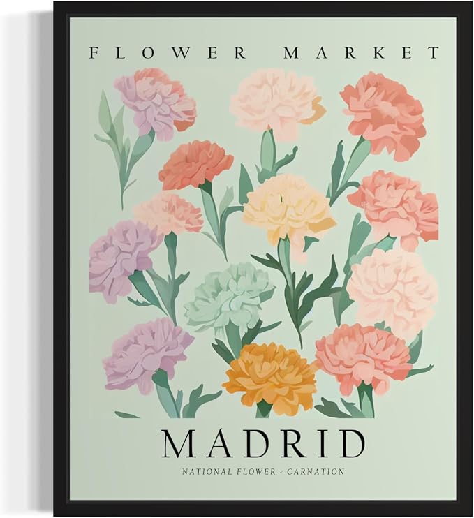 Spain Flower Market Art Print Poster, Wall Art Floral Painting Botanical Decor for Bedroom, Kitchen, Bathroom Livingroom Decoration 82B (Spain, 36"L x 24"W, Unframed)