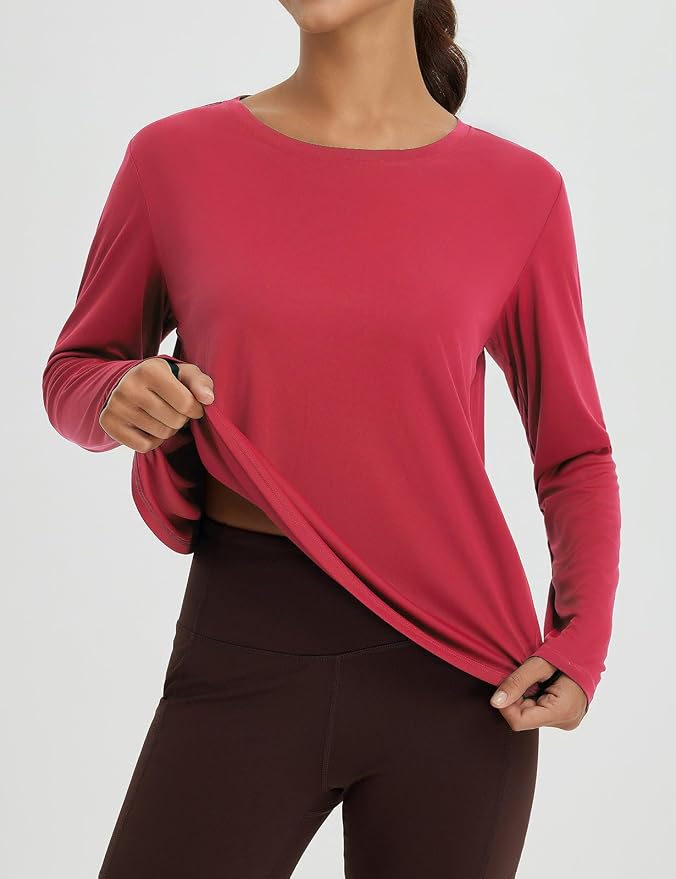 baleaf Women's Long Sleeve Workout Tops Running Sun Shirts Split Back | UPF 50+, Quick Dry, Lightweight, Breathable, Moisture-wicking, SPF, UV, for Athletic, Gym, Hiking, Tennis, Outdoor