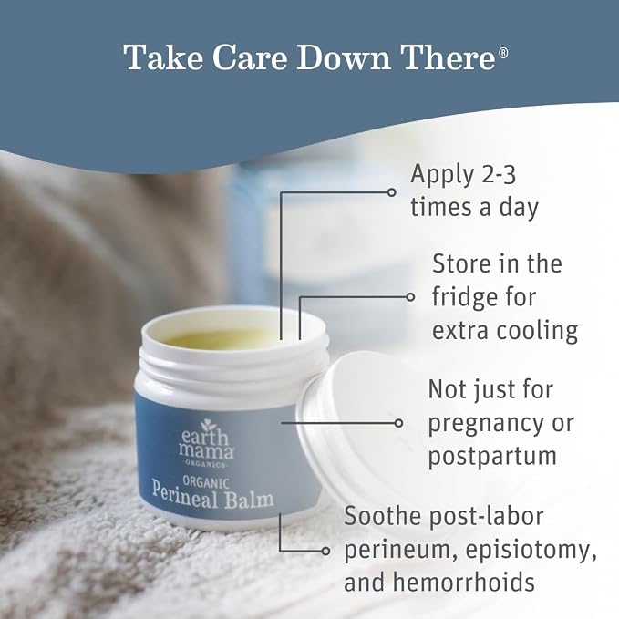Earth Mama Organic Perineal Balm - 2 fl oz - Herbal Skin Balm with Organic Witch Hazel and Calendula - Pregnancy and Postpartum Essentials