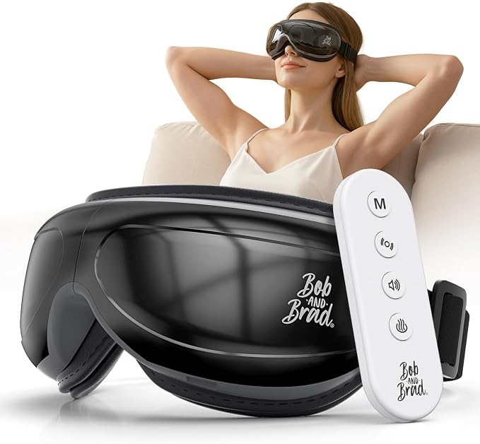 BOB AND BRAD Eye Massager with Heat, Birthday Gifts for Women Men FSA Eligible HSA, Eye Mask with Remote Control, Headache Massager for Migraines Dry Eye Stress Relief Improve Sleep, EyeOasis 2 Plus