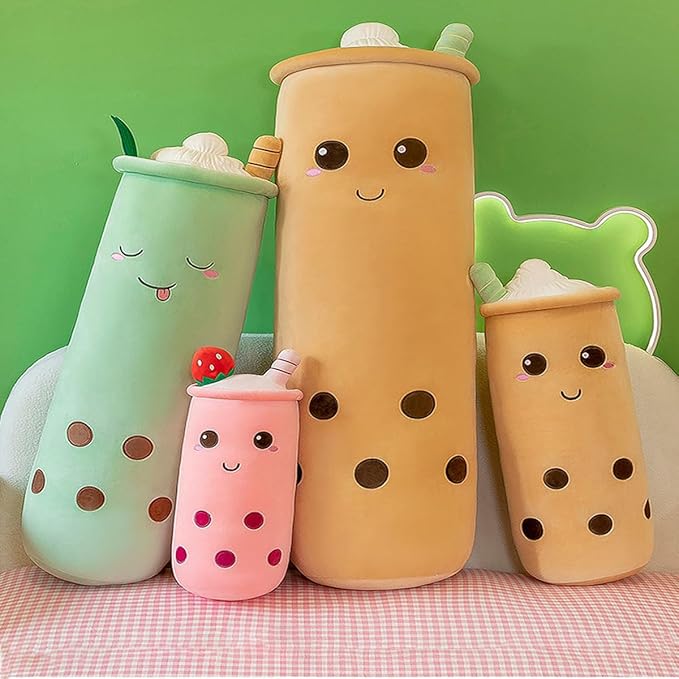 Boba Plush Stuffed Bubble Tea Pillow Soft Adorable Plushies Toys (Green,23.6inches)