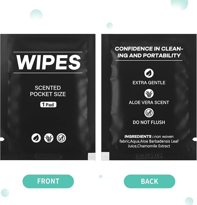 400 Pcs Butt Wet Wipes for Women Individually Wrapped Wipes for Women Man Travel Hand Face Body Cleaning Adults Bathroom Toilet Daily Use(Black)
