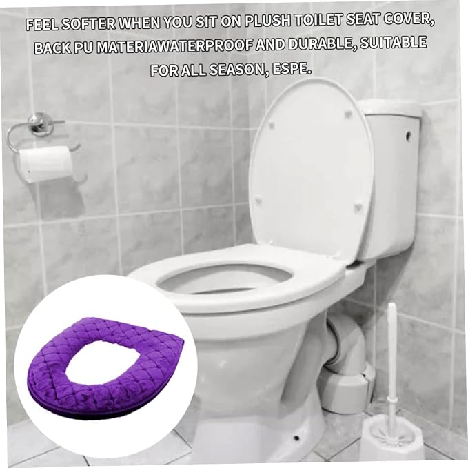Toilet Seat Cover, Toilet Seat Cushion Warmer Washable Cover Pads with Zipper, Purple