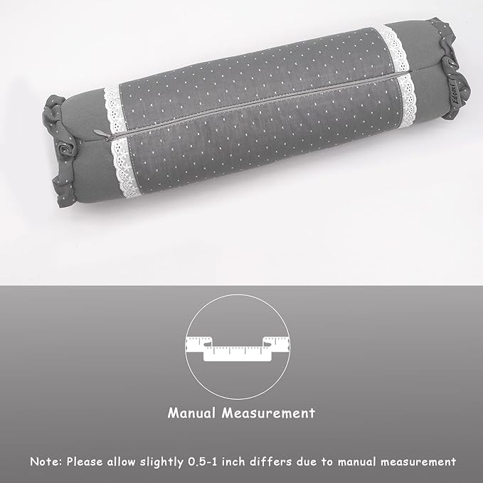 Buckwheat Neck Roll Pillow, Buckwheat Hulls Filling for Neck Support and Pain Relief, Cylinder Round Pillow for Sleeping and Bed (16x4 Inch, Gray)