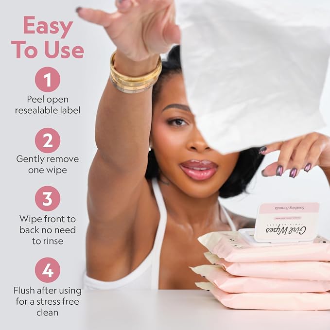 Girl Wipes Flushable Intimate Wipes for Women – Fragrance Free, pH Balanced Feminine Hygiene Wipes for Sensitive Skin, Hypoallergenic, Gynecologist & Dermatologist Approved, Vegan (4-Pack)
