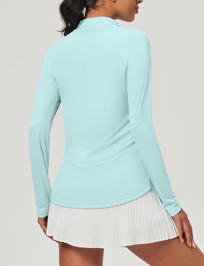 Heathyoga Long Sleeve Workout Tops for Women Golf Shirt UPF 50+ Swim Shirts for Woman UV Sun Protection Quarter Zip Pullover