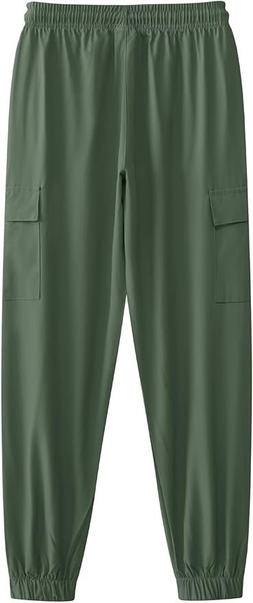 Boys Cargo Joggers Youth Quick Dry Athletic Pants Lightweight Hiking Jogger Pants with Zipper Pockets