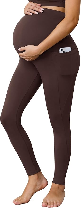 Buttergene 1 Pack Women's Maternity Leggings with Pockets Over The Belly Pregnancy Active Wear Workout Yoga Tights Pants