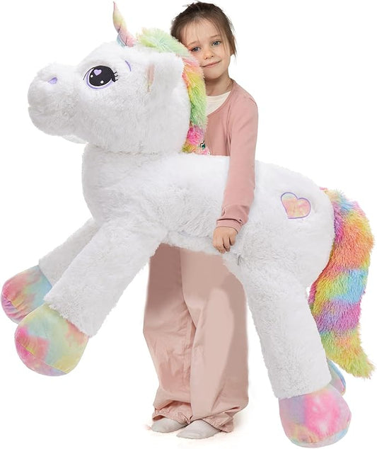 Tezituor 43in Giant Unicorn Plush Toys,Big White Unicorn Stuffed Animals,Lovely Birthday Decorations for Children,Great Unicorns Gifts for Girls on Christmas or Childred's Day.