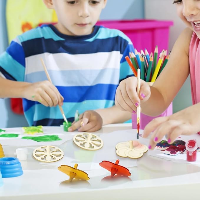 DECHOUS 20Pcs Wood Spinning Tops Unfinished Wooden Gyroscope Handmade Paintable Spin Tops Craft for Educational Kindergarten Party Favor